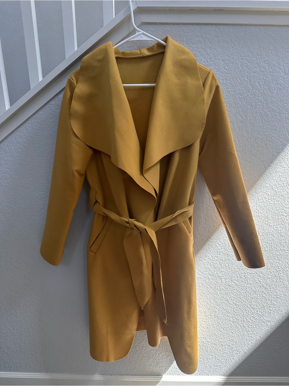 Mustard Wrap Belted Women's Coat